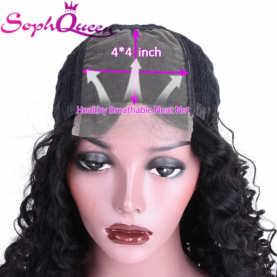 Soph queen Lace Closure человеческие волосы парики глубокая волна 4*4 человеческие волосы парик перуанские прямые волосы предварительно сорванные средняя часть