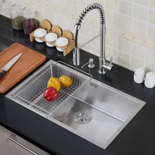 Кухня 304 раковина из нержавеющей стали один бак набор толстых посуды ручной работы, которые будут применены под смеситель для кухни и ванной кран