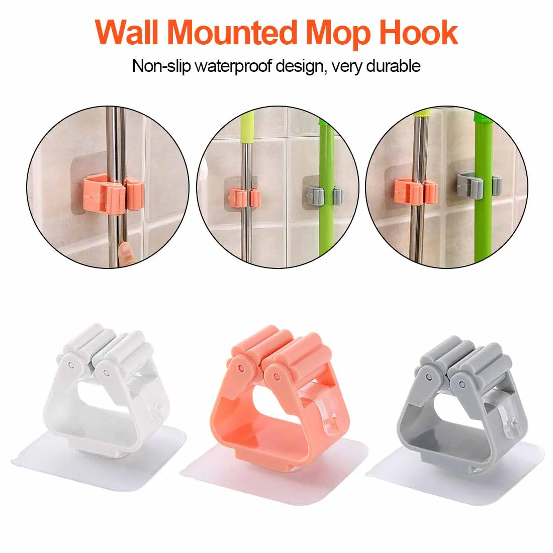 

Practical Single Wall-mounted Mop Holder Brush Broom Hanger Storage Rack Kitchen Organization