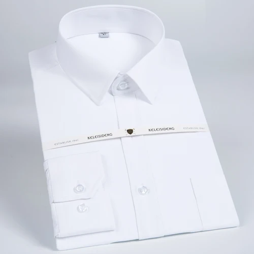 Брендовые высококачественные однотонные Саржевые синие классические дизайнерские формальные офисные мужские деловые рубашки с длинным рукавом Базовые белые Рабочие Рубашки - Цвет: 5001-18 white stripe