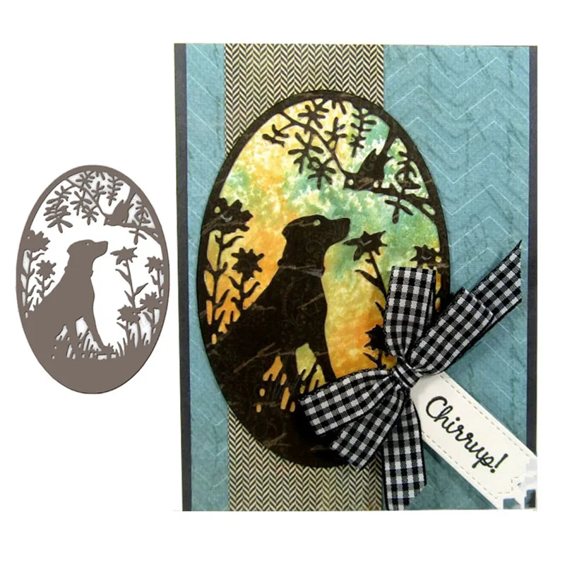 

Metal Cutting Dies Frame Background Dog & Bird Frame Stencils for DIY Scrapbooking Album Stamp Card Embossing New 2019 Die Cut