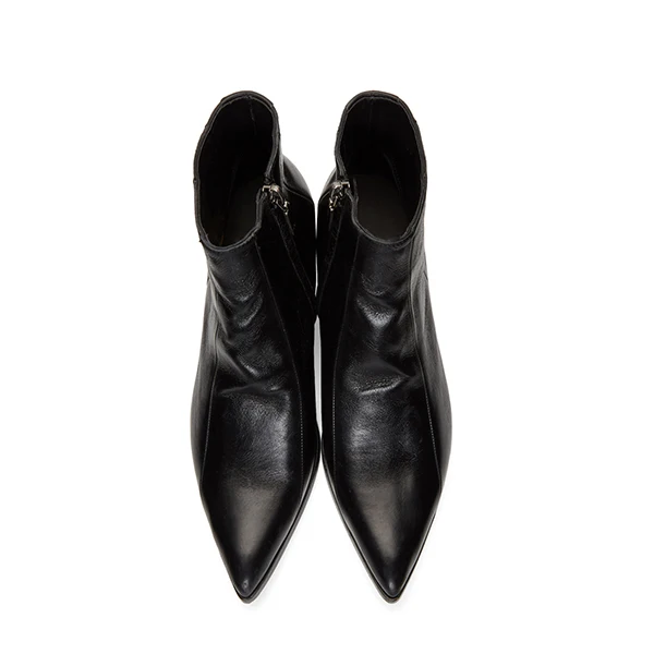 Мужские ботильоны с острым носком черные ботинки из мягкой кожи на среднем