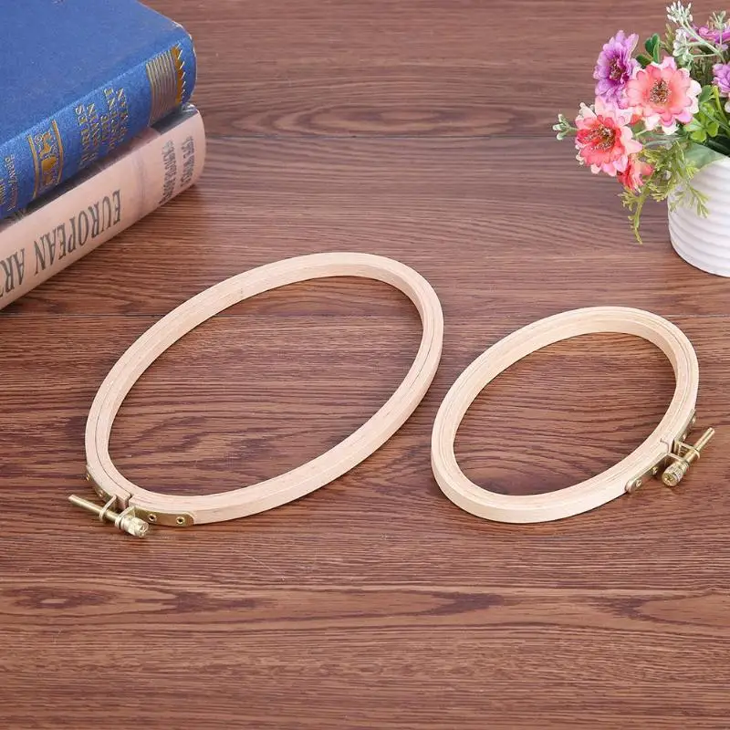 

Wooden Bamboo Embroidery Frame Oval Cross Stitch Machine Embroidery Hoop Ring Cross Stitch DIY Needlecraft Household Sewing Tool