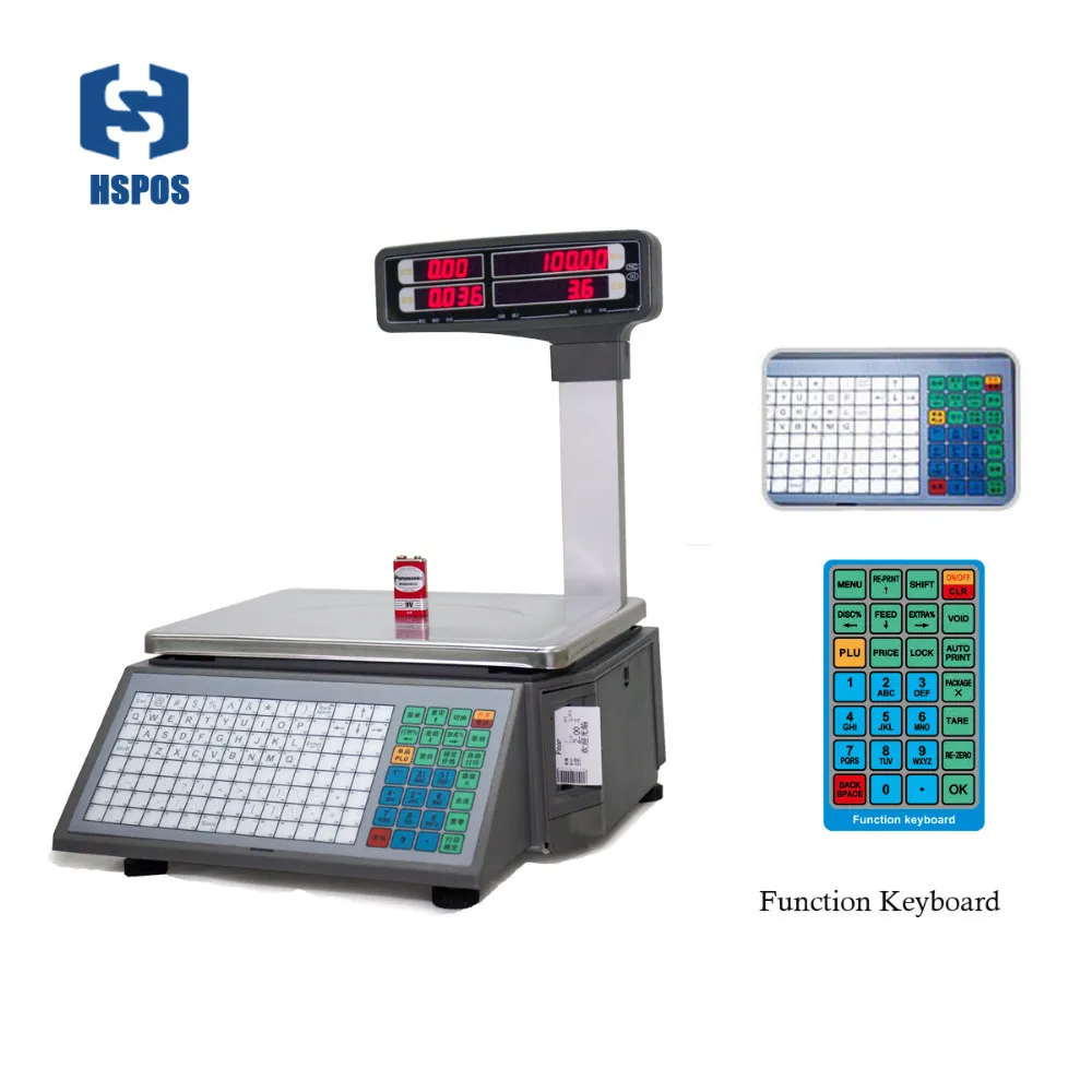 HSPOS 15 кг 30 кг Взвешивание цифровые кассовый аппарат масштаба с Термальность принтер штрих-кодов для супермаркет POS Системы