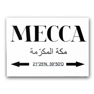 Мекка Карта города Саудовская Аравия плакаты принты картины на холсте широта и долгота стены искусства картины гостиной домашний декор - Цвет: A