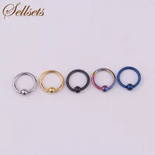 Набор украшений для пирсинга тела, 5 шт., 16 г, титановый анодированный обруч из нержавеющей стали для носа, бровей, губ, серьги, кольцо из бисера