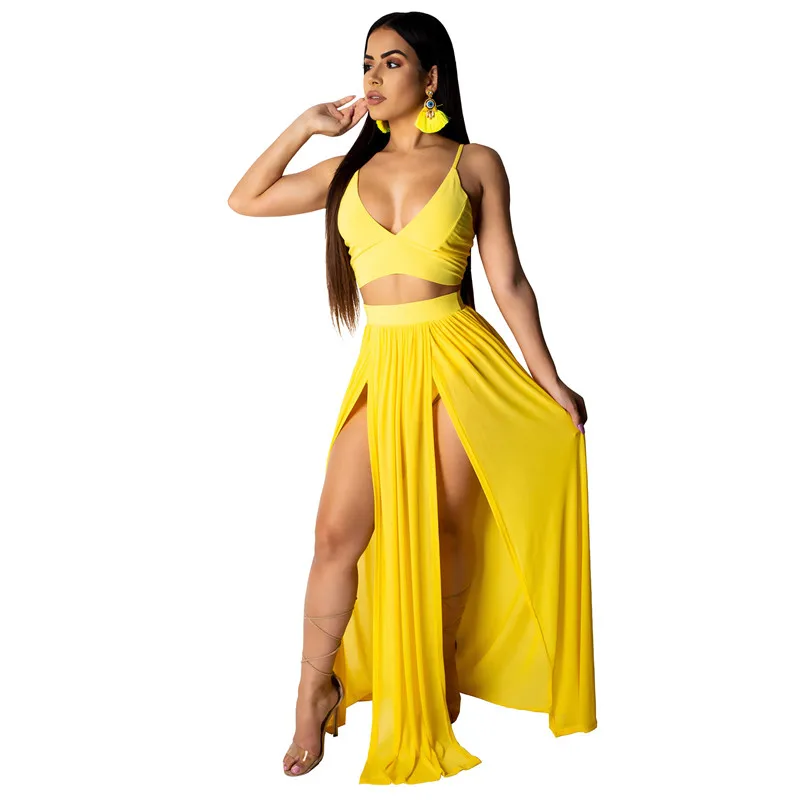 Праздничная коллекция, женская модная летняя одежда для купания, сексуальные однотонные Короткие топы, комбинезоны с высокой талией, юбки, пляжная одежда, сетчатая прозрачная одежда - Цвет: Цвет: желтый