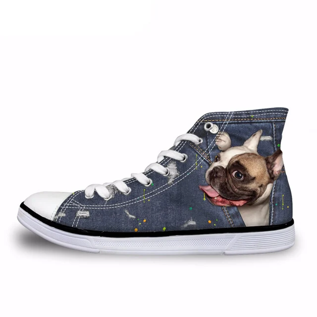 NOISYDESIGNS Female Cute French Bulldog Frenchie Casual Vulcanize Shoes