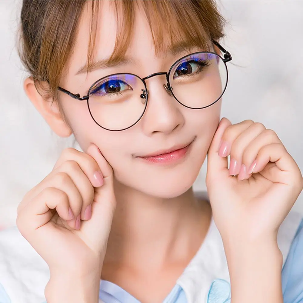 

Metal Computer Round Frame Glasses Women Rays Radiation Eyewear Anti Blue Light Unisex Couples Classic Glasses Super Clear Lens