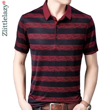 Брендовая Повседневная летняя полосатая рубашка поло с коротким рукавом мужская рубашка из Джерси роскошные мужские поло футболки платье Мода 52021