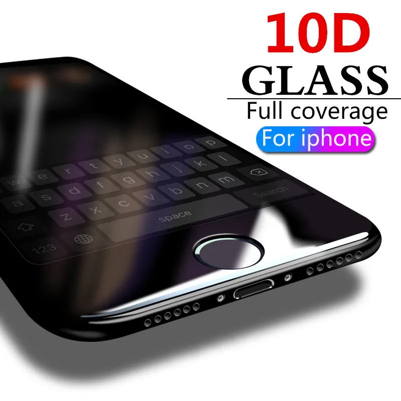 Защитное стекло закаленное 10D для iPhone Xs/6/6s/7/8 Plus/X/Xr/Xs Max | Мобильные телефоны и