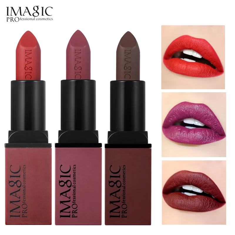 

IMAGIC Creme Dnude Soft Blankety Born Brave Pink Ruby Woo Red Rebel Plum Sin Deep Lipstick Hot Sexy Colors Lip Paint 3pcs/set