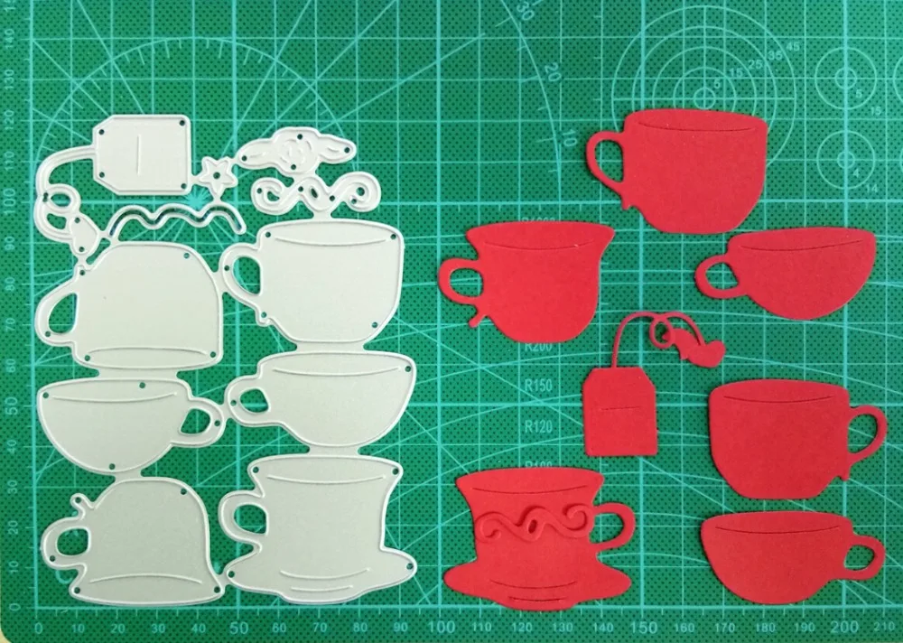 7pcs/set Tea Cup Metal Cutting dies For Scrapbooking Craft Die Cut diy