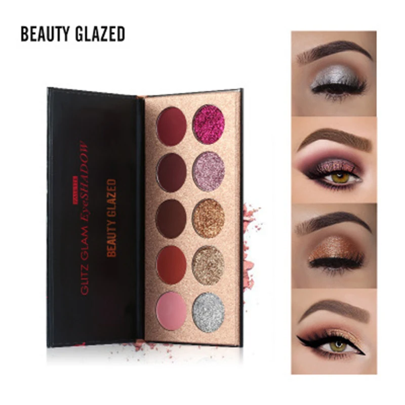 

BEAUTY GLAZED 10 Color Eyeshadow Palette Glitter Matte Eye Shadow Eyes Cosmetics Natural Easy to Wear Pigment Eyeshadow Makeup