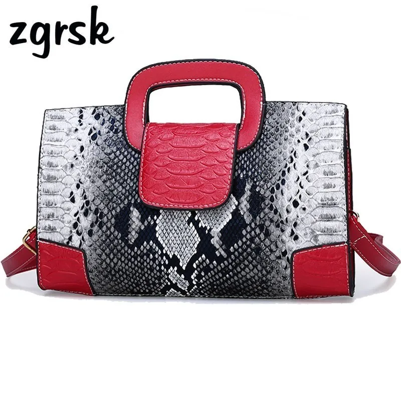 

Fashion Women Handbag Snake Pattern Leather Ladies Shoulder Messenger Bag Brand Luxury Women Crossbody Bag Tote For Lady Bags