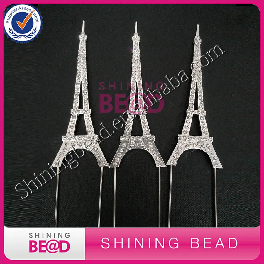 

FREE SHIPPING! The Romantic Eiffel Tower Crystal Cake Topper,France Romantic Wedding Love Rhinestone Cake Topper,30pieces/lot