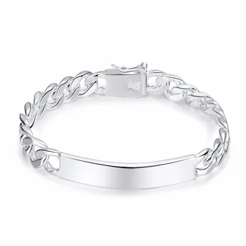

Hot 925 sterling silver bracelet 1 cm wide modern geometric minimalist jewelry fashion accessories to attend party
