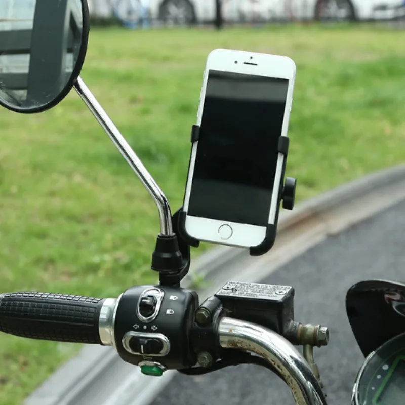 

motorycle universal al alloy phone holder never fall down driving GPS bracket install on handlebar/mirror for electric bicycle