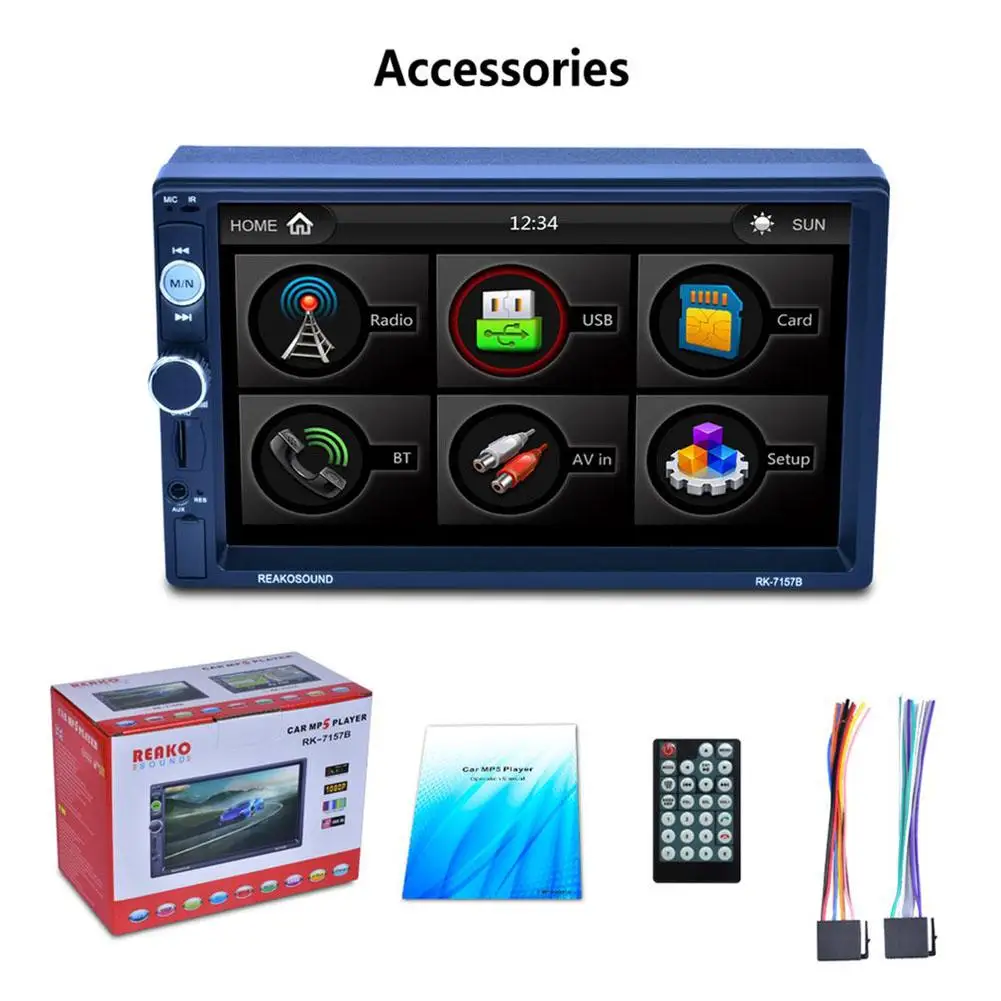

7-Inch HD LCD Touch Screen Car MP5 Player 1080P 7 Color Button FM/AM/RDS Tuner Car Automotive Styling Electronic Accessories