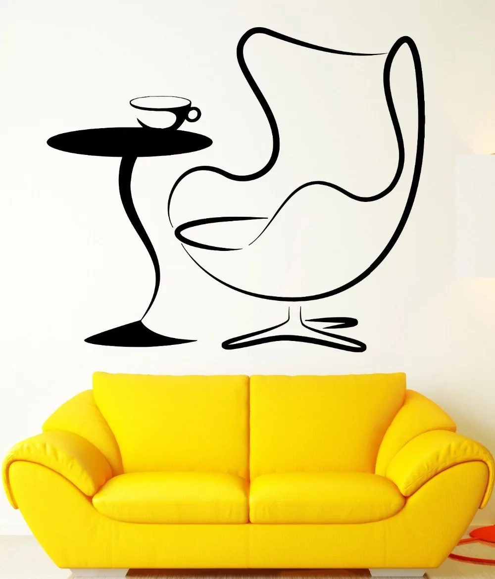 Wall Stickers Armchair Coffee Table Living Room Vinyl Decal | Дом и сад