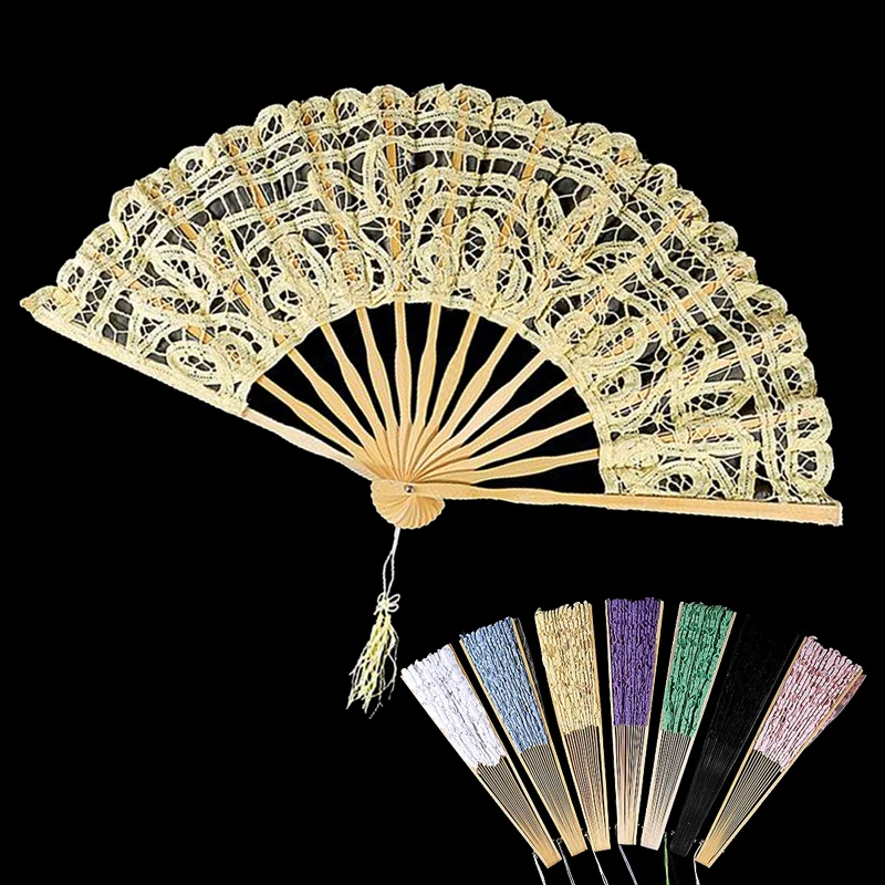 Metable lace Hand fan Elegant wedding Folding fans Handfan Fancy bridal