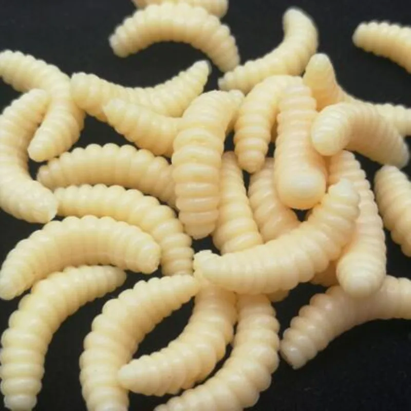 

100PCS 2cm 0.37g maggot Grub Soft Fishing Lure hooks smell Worms Fish Lures Artificial Bait