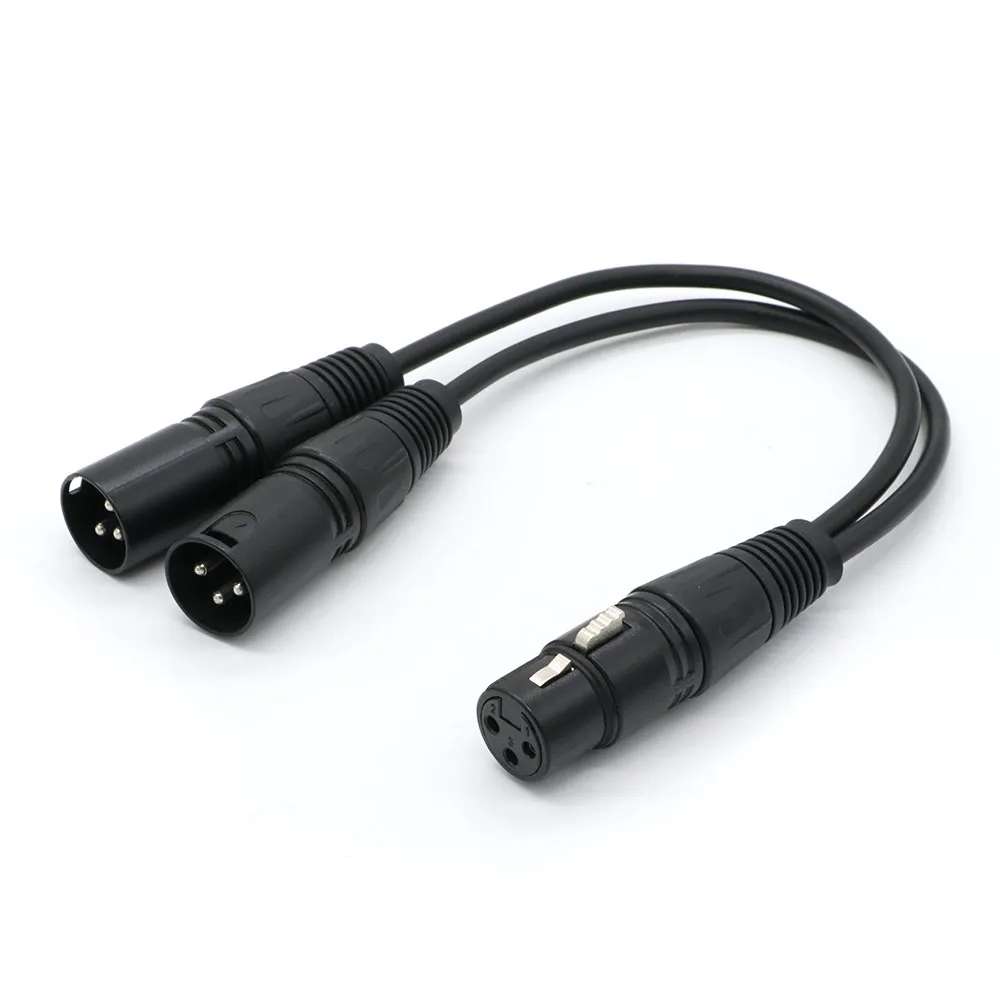 

DREMAKE 3 Pin Jack XLR 2-Male to Jack Female XLR Microphone Cable Audio Extension Cord 0.3M for Amplifier Microphone Speaker