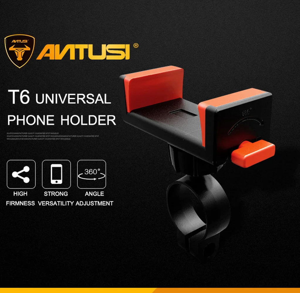 

T6 Bicycle Phone Holder PC Plastic & Stainless Steel Universal Bike Phone Support for 3.0" To 6.5" Cell Phone Motorcycle MTB
