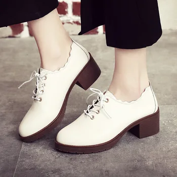 

Spring and autumn with small shoes, British style, rough with single shoes, leather, with wild casual large size