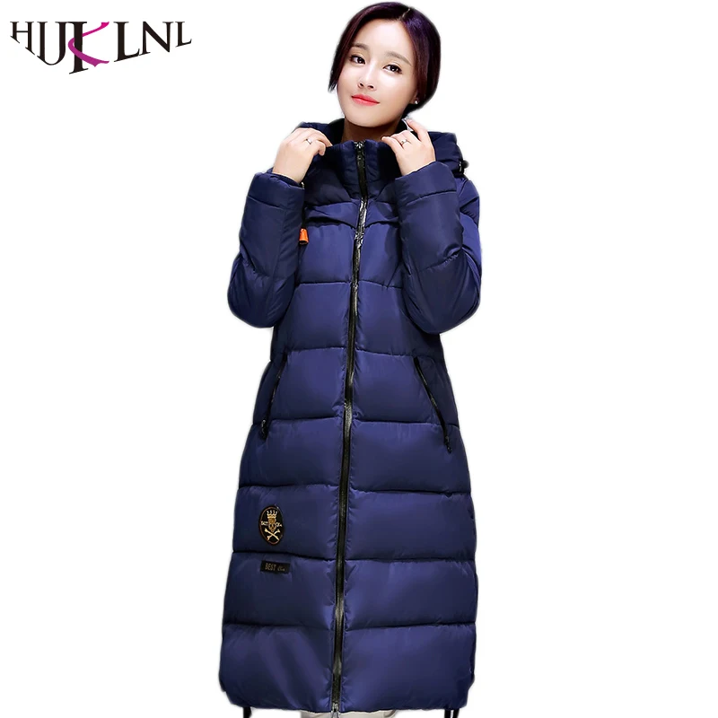 2017 European Style New Winter Female Cotton Jacket Long Thicken Coat Casual Warm Women Hooded Parkas