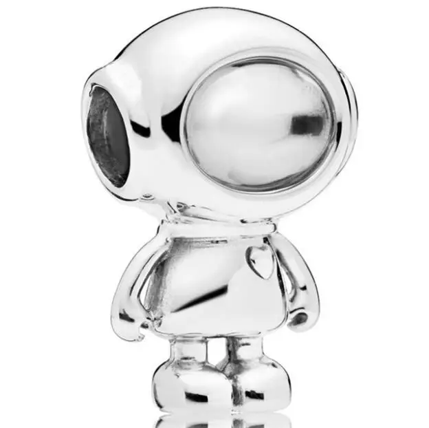 

925 Sterling Silver Bead Charm Vintage Cute Alienware Cosmo Astronaut Beads Fit Pandora Bracelet & Necklace Diy Jewelry