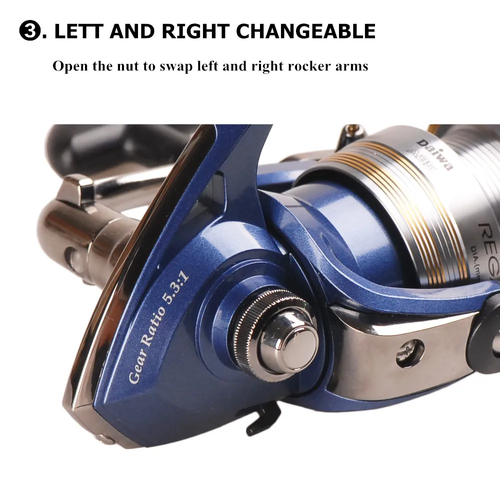 Molinete de Pesca Carretel de Metal Isca de Água Original Daiwa Regal 2500 3000 4000xia 5.3: 1 11bb Dois Salgada Carretel Molinete Moulinet Peche 2000 - Mod. 1265282 13 Esporte e Lazer