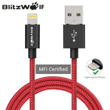 BlitzWolf MFI Pour iPhone Câble USB 1 m 1.8 m Mobile Téléphone Chargeur Câble de chargement de Données Pour iPhone 6 7 Plus Pour Ipad Foudre câble