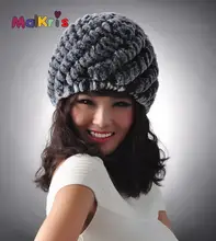 2016 Newest Women’s Warm Winter Real Knitted Rex Rabbit Fur Hats Lady Winter Warm Charm Beanies Caps Female Headgear