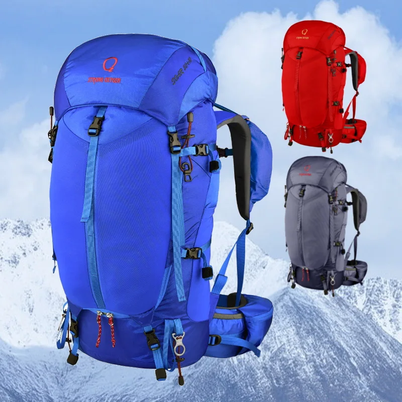 Сильный кислородный болит 65+ 10 л рюкзак Открытый легкий дышащий PES подвеска альпинистский Двойной плечевой спортивный мешок и дождевик