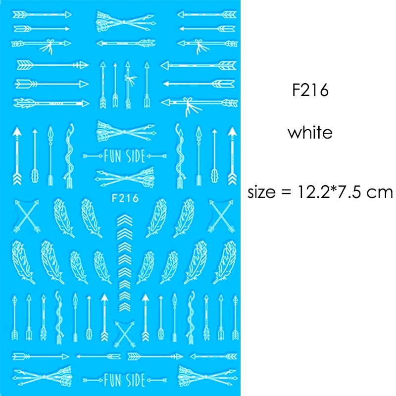 F212-F218 наклейки для ногтей серии s F 12*7,5 см белый черный золотой серебряный узор самоклеющиеся наклейки для украшения ногтей