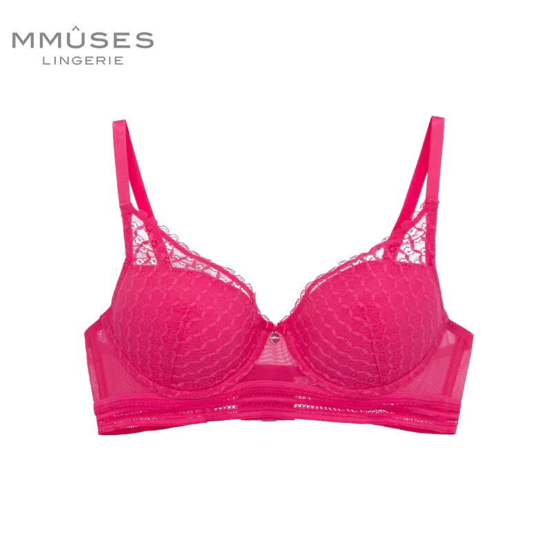 

New Lace Perspective Bra Women Sexy Lingerie Underwire Embroidery Floral Bralette Plus Size