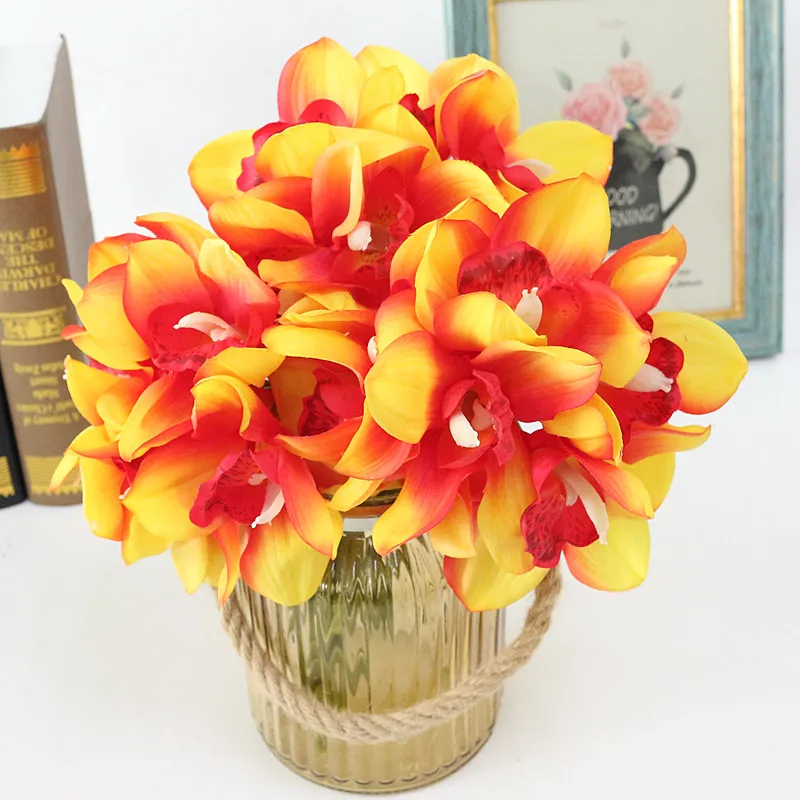 Flone Artificial Butterfly Orchid Flower Simulation Latex Flower Real Touch Lily Bouquet Wedding Home Office Party Decor Floral (3)