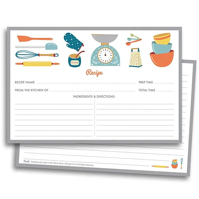  20sheet Kitchenware Recipe Cards Double Sided Cards 4x5.6 inches cardstock paper stationery for hom - 33000348557