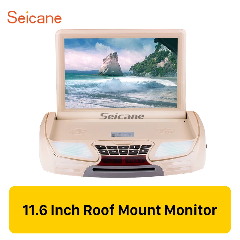

Seicane 11.6 inch Remote Control HD 1080P Roof Mount Monitor Player Support HDMI IR/FM Transmitter Video Input Output