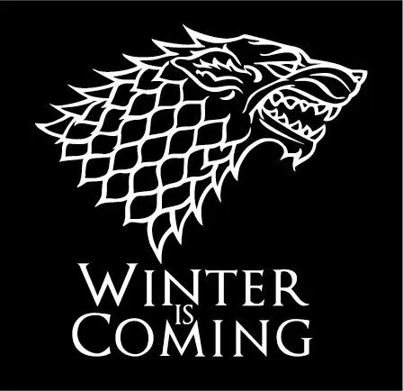 

White Stark Direwolf Winter is coming Game of Thrones Die Cut Vinyl Decal Sticker Bumper For Windows Cars Trucks Laptops 6''