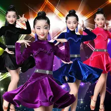 Платья для латинских танцев для девочек, бальное платье для танцев, бархатная детская юбка для танго для самбы, ча-ча, танго, стандартная Сальса