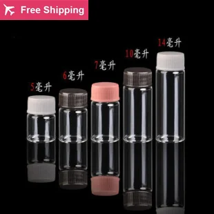 

10pcs 5ml--14ml 22mm Diameter Plastic Cover Screw Cap Glass Bottles Empty Transparent Glass Bottles Creative Decorative Vials