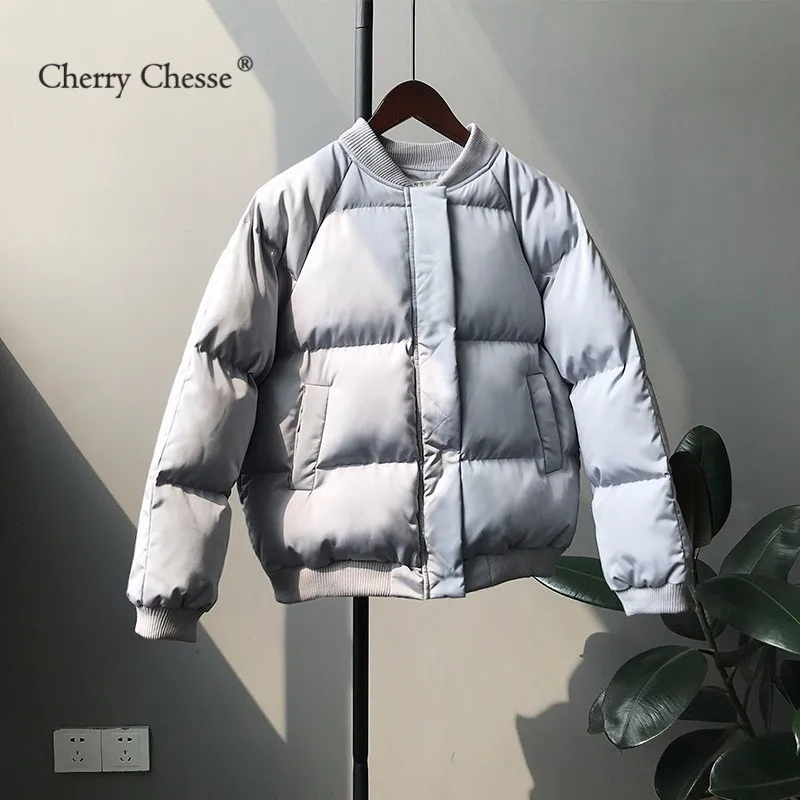 Cherry Chesse Harajuku для женщин Зимняя парка с длинным рукавом карман на молнии топики