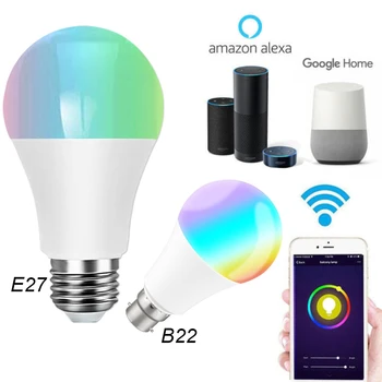 

Smart Light Bulbs Cellphone Voice WiFi Control RGB Energy Saving Dimming LED Bulb 11W Multicolor Compatible Alexa Google home