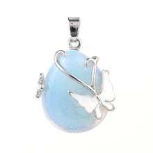 Натуральный фиолетовый розовый Кварцевый Кристалл Tear Drop Подвеска для женщин ожерелье ювелирные изделия опал камни капля Шарм с капельным маслом бабочка