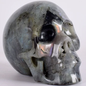 

Labradorite Statue Handmade 5 Inch Skull 1470g Human Head Figurine Natural Gemstone Carving Healing Reiki Art Collectible