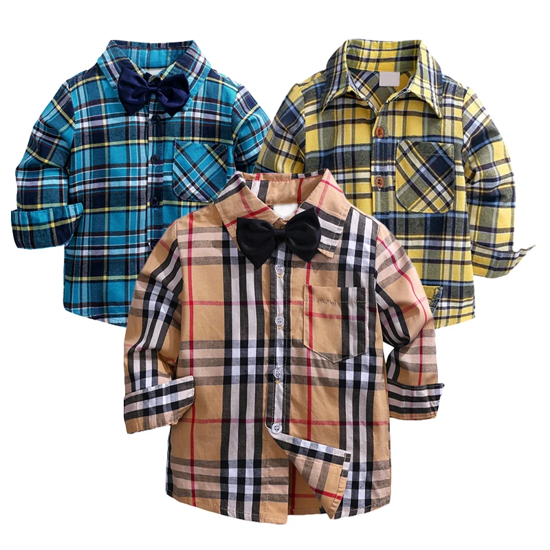 

Fashion Plaid Shirts for Boys Long Sleeve Kids Clothes Boys Shirts Toddler Outfits Infant Boys Clothing Spring Autumn Tops 1-7T