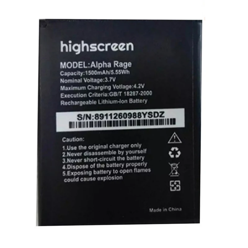 

2Pcs Rechargeable Battery For Highscreen Alpha Rage Mobile phone Batteria 1500mAh Li-Ion Replacement Batteries
