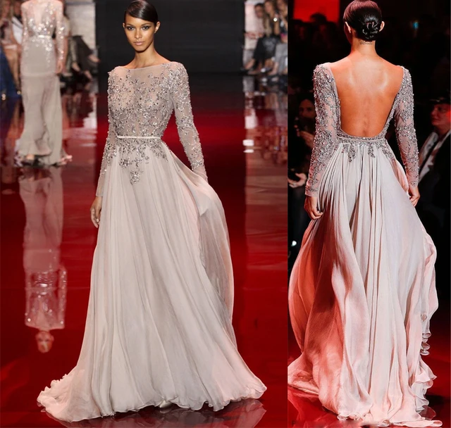 Elie Pura De Vestidos Sin Encargo Saab Noche Espalda 2015 Por Moda qnv1xXt0z